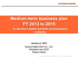 Medium-term business plan FY 2013 to 2015 company