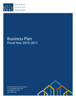 Business Plan Fiscal Year 2010-2011 San Diego Housing Commission 1122 Broadway, Suite 300
