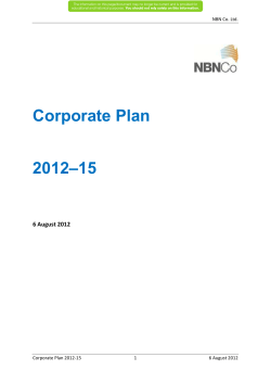 Corporate Plan 2012–15 6 August 2012