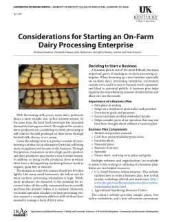 Considerations for Starting an On-Farm Dairy Processing Enterprise