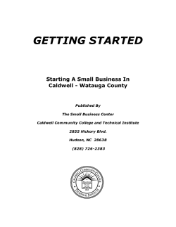 GETTING STARTED Starting A Small Business In Caldwell - Watauga County