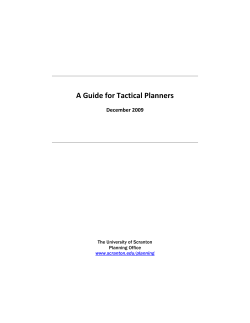 A Guide for Tactical Planners  December 2009 The University of Scranton