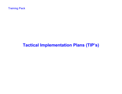 Tactical Implementation Plans (TIP’s) Training Pack
