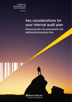 Key considerations for your internal audit plan Enhancing the risk assessment and
