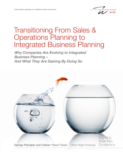 Transitioning From Sales &amp; Operations Planning to Integrated Business Planning