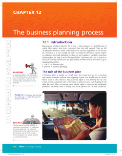 The business planning process CHAPTER 12 12.1 Introduction