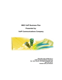 MSO VoIP Business Plan Presented by: VoIP Communications Company