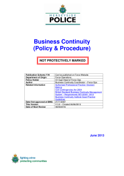 Business Continuity (Policy &amp; Procedure) NOT PROTECTIVELY MARKED