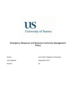 Emergency Response and Business Continuity Management Policy Owner: