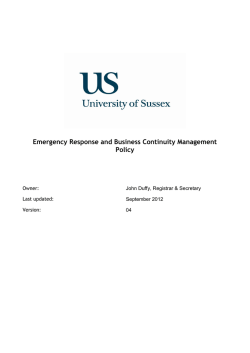 Emergency Response and Business Continuity Management Policy Owner: