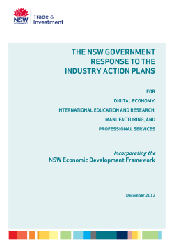 THE NSW GOVERNMENT RESPONSE TO THE INDUSTRY ACTION PLANS