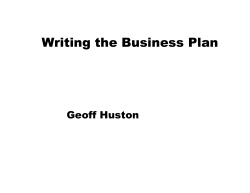 Writing the Business Plan Geoff Huston