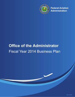 Office of the Administrator Fiscal Year 201Business Plan Federal Aviation Administration