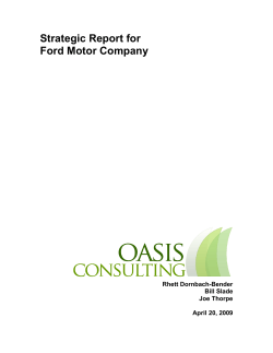 Strategic Report for Ford Motor Company  Rhett Dornbach-Bender