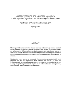 Disaster Planning and Business Continuity for Nonprofit Organizations: Preparing for Disruption