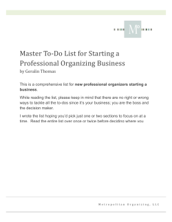 Master To-Do List for Starting a Professional Organizing Business by Geralin Thomas