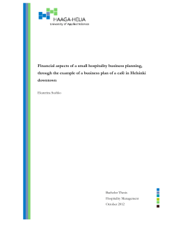 Financial aspects of a small hospitality business planning,