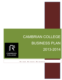 CAMBRIAN COLLEGE BUSINESS PLAN 2013-2014