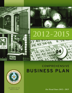 2012 -2015 BUSINESS PLAN COMPREHENSIVE For Fiscal Years 2012 – 2015
