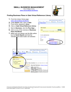 SMALL BUSINESS MANAGEMENT Finding Business Plans in Gale Virtual Reference Library 1.