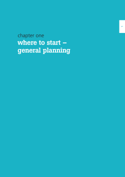 where to start – general planning chapter one 1