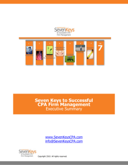 Seven Keys to Successful CPA Firm Management Executive Summary