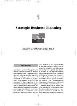1 Strategic Business Planning ROBERT M. TRAYNOR, Ed.D., M.B.A. Introduction