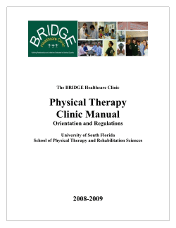 Physical Therapy Clinic Manual Orientation and Regulations