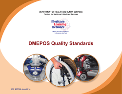 DMEPOS Quality Standards DEPARTMENT OF HEALTH AND HUMAN SERVICES