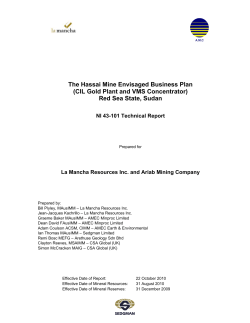 The Hassai Mine Envisaged Business Plan Red Sea State, Sudan