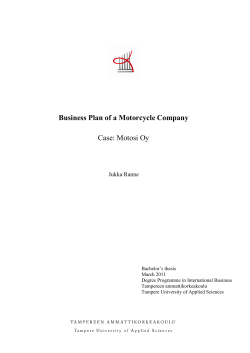 Business Plan of a Motorcycle Company Case: Motosi Oy Jukka Ranne