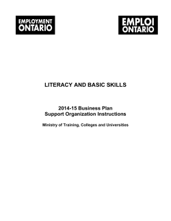 LITERACY AND BASIC SKILLS  2014-15 Business Plan Support Organization Instructions