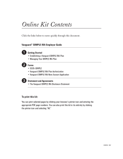 Online Kit Contents � Vanguard SIMPLE IRA Employer Guide