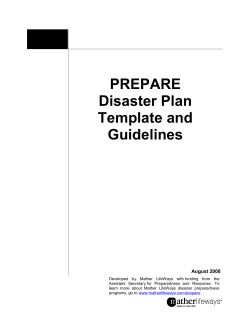 PREPARE Disaster Plan Template and Guidelines