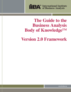 The Guide to the Business Analysis Body of Knowledge™ Version 2.0 Framework