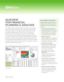 QLIKVIEW FOR FINANCIAL PLANNING &amp; ANALYSIS KEY PRODUCT FEATURES