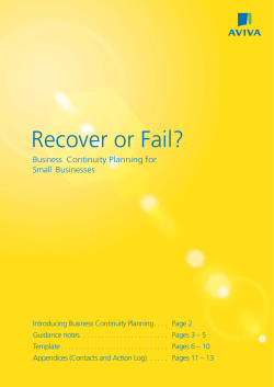 Recover or Fail?  Business  Continuity Planning for Small  Businesses