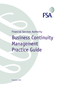 Business Continuity Management Practice Guide Financial Services Authority