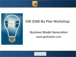 GW $50K Biz Plan Workshop Business Model Generation www.gwbizplan.com