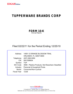 TUPPERWARE BRANDS CORP FORM 10-K Filed 02/22/11 for the Period Ending 12/25/10