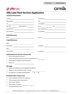 Jiffy Lube Fleet Services Application Corporate Information Print Form Submit by Email