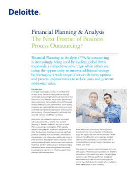 Financial Planning &amp; Analysis The Next Frontier of Business Process Outsourcing?