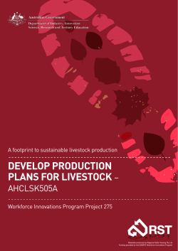 Develop proDuction plans for livestock – AHCLSK505A