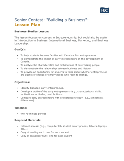 Senior Contest: &#34;Building a Business&#34;: Lesson Plan