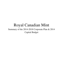 Royal Canadian Mint Summary of the 2014-2018 Corporate Plan &amp; 2014