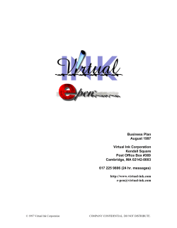 Business Plan August 1997 Virtual Ink Corporation Kendall Square
