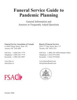 Funeral Service Guide to Pandemic Planning General Information and