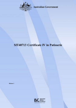 SIT40713 Certificate IV in Patisserie  Release 1