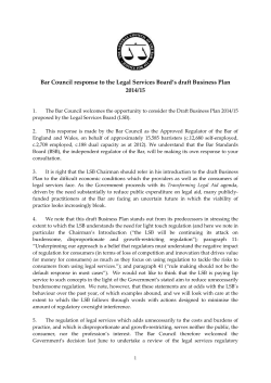 Bar Council response to the Legal Services Board’s draft Business... 2014/15