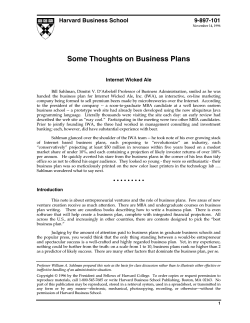 Some Thoughts on Business Plans Harvard Business School 9-897-101
